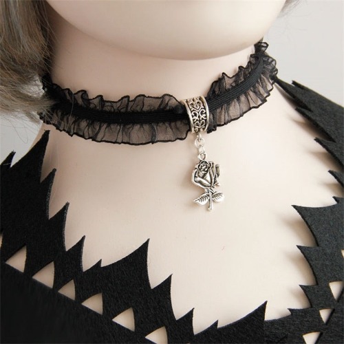 'The End' Lace Rose Choker