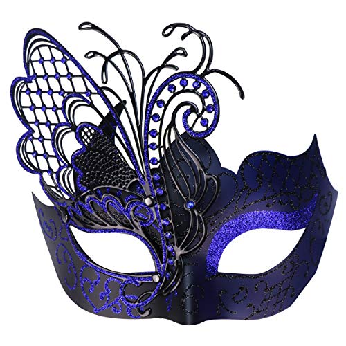 Mysterious Venetian Butterfly Lady Mask - Black & Blue