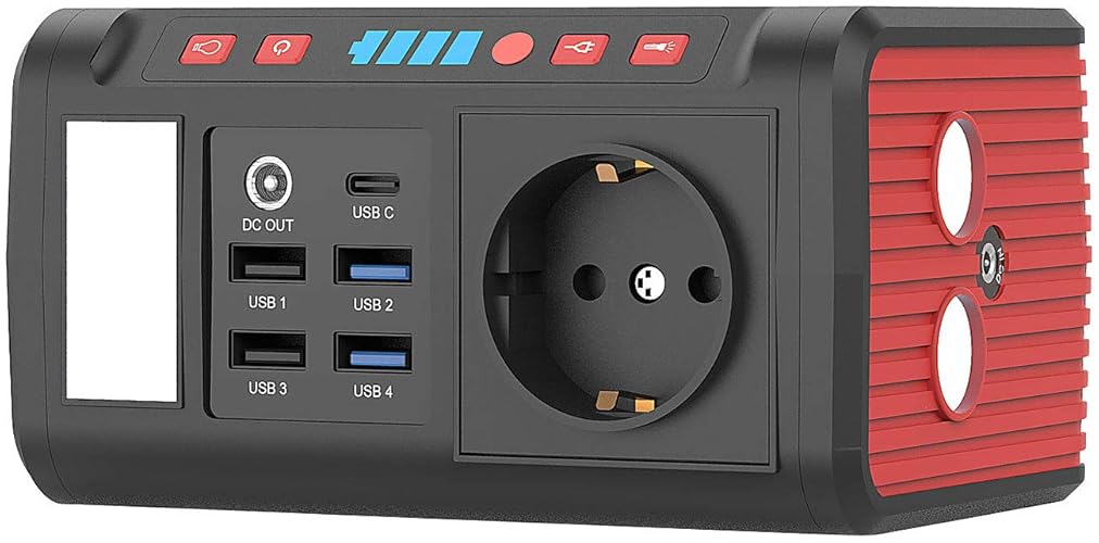 revolt Powerbank 230 V: Mini-Powerstation & Solar-Generator, 88,8 Wh, 12/230V, USB, LED, 120 W (230V Powerbank, Powerbank mit Wechselrichter, Spannungswandler 220)