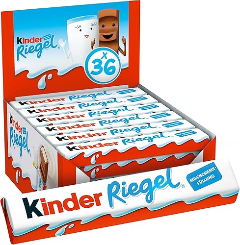 kinder Riegel - 36 Einzelriegel, einzeln verpackte Schokoriegel, zartschmelzende Vollmilchschokolade mit Milchcremefüllung, ohne Farb- und Konservierungsstoffe, 0.76 kilograms - 36 Stück (1er Pack)