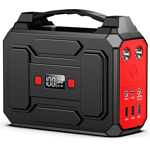 Powkey Tragbare Powerstation 99Wh/27000mAh Tragbares Kraftwerk 100W Solargenerator mit 230V AC Ausgang/QC 3.0 18W USB/Typ-C für Camping Wohnmobile Notstromaggregat - Schwarz
