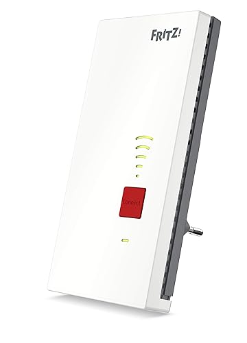 AVM FRITZ!WLAN Mesh Repeater 2400 (Dual-WLAN AC + N bis zu 1.733 MBit/s (5GHz) + 600 MBit/s(2,4 GHz), 1x Gigabit-LAN, deutschsprachige Version) - Weiß/Rot