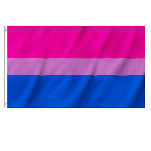 EKEV 3x5 Foot Bisexual Pride Flag - LGBT Bi Gay Flags with Brass Grommets & Canvas Header & Double Stitched & Vivid Bright Colors - 1 Pcs