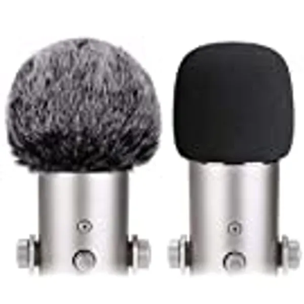 PEYOU for Blue Yeti Pop Filter, Professional Microphone Pop Filter Windscreen, Foam Windscreen & Furry Windscreen Microphone Cover Designed for Blue Yeti Yeti Pro, 2 Pack Mic Pop Filter Mask Shield
