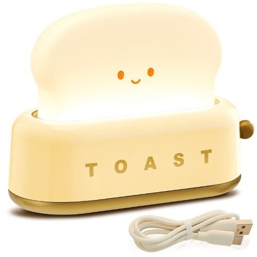Amylove Toaster Lamp Cute Toast Night Lamp Mini Lamp Night Light Lamp Rechargeable Table Night Lamp for Kids Room Table Desk Bedroom Decorations Christmas Festival Gift (Apricot Yellow) - Apricot Yellow
