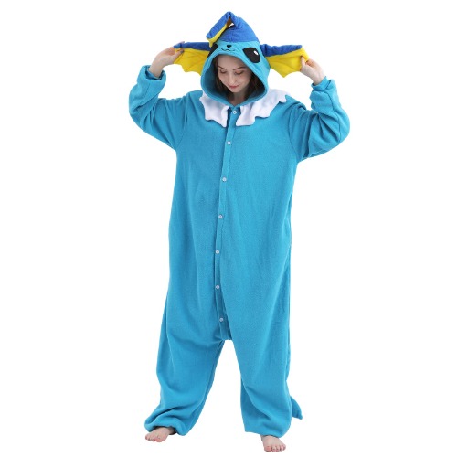 Unisex Adult Animal Pajamas Sleepwear Costume Plush One Piece Cosplay - Large Blue Fish