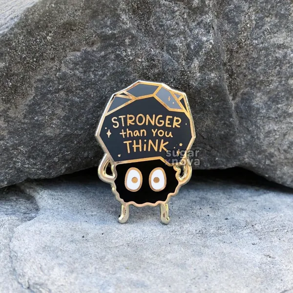 Stronger Than You Think Soot Sprite Enamel Pin // Kawaii, Fanart, Ghibli, Anime, Spirited Away, Cute, Motivational