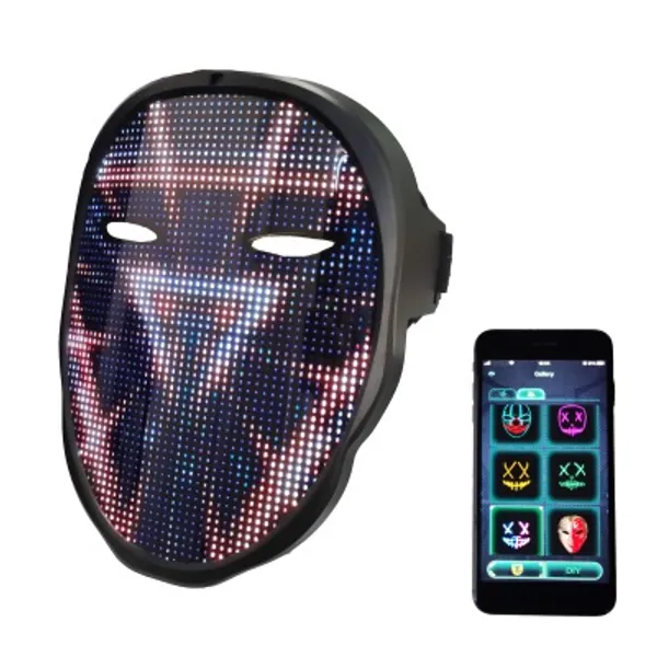 Depointer Life Led Mask with Bluetooth App Controlled, Customizable Shining Mask, LED Lighted Face Transforming Mask
