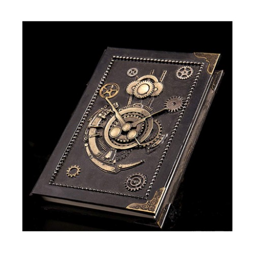 ZNZN Notebook Hardcover Notebook Gift Box,journals Blank Diary Notepad Sketchbook Travel to Write in,Unlined Paper,Retro Pendant,Steampunk Style. Journal (Color : Black) - Black