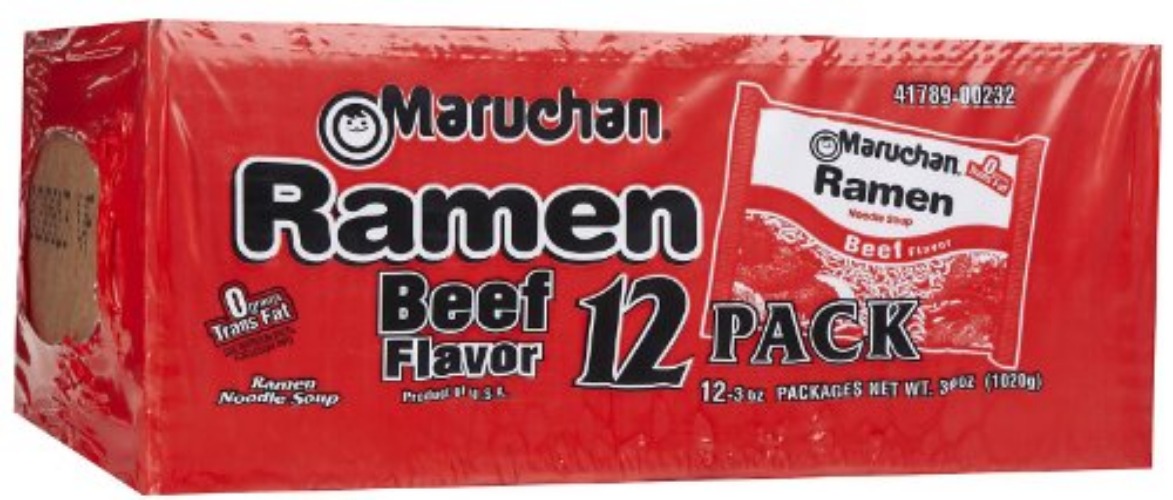 Maruchan Ramen Noodle Beef Flavor Soup, 3 Oz, 12 Count