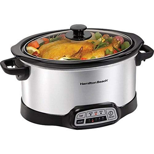 Hamilton Beach Programmable Slow Cooker, 6 Quart Capacity, Silver, 33463 - Slow Cooker - Aluminum Pot