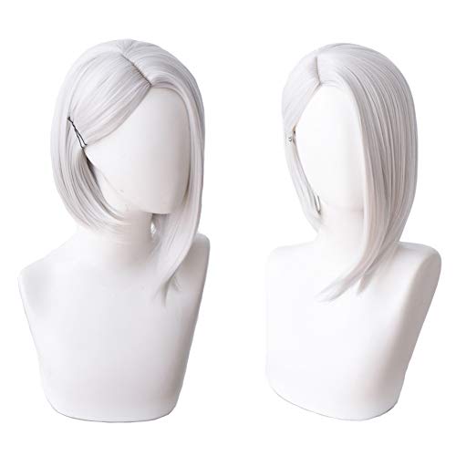Women's Short Straight Cosplay Wig Silver White Cosplay Wig Halloween Wig for Game