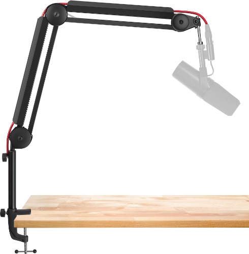 InnoGear Mic Arm, Boom Arm Microphone Stand Desk with Mount Clamp Cable Management Channels Detachable Riser 5/8" Thread Adapter for Blue Yeti Snowball Hyper X QuadCast SoloCast AT2020 Shure SM7B