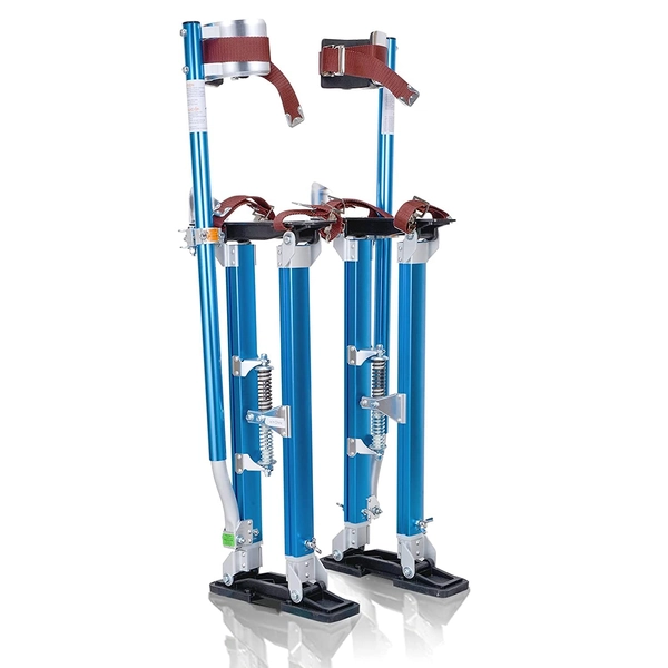 Hooomyai 18"-30" Drywall Stilts Aluminum Tool Stilt Height Adjustable Lifts Taping Paint Stilt for Sheetrock Painting Finishing Pruning Branches or Cleaning, Blue