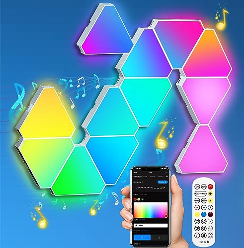 Triangle LED Lights for Gaming Setup, RGB Triangle Wall Lights for Bedroom, Smart Home Light Panels Works with Alexa Google Assistant,APP/Voice/Remote Controlled,Music Sync Gaming Room Decor,12 Pack