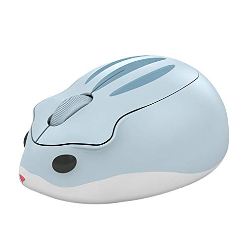 2.4GHz Wireless Mouse Cute Hamster Shape Less Noice Portable Mobile Optical 1200DPI USB Mice Cordless Mouse for PC Laptop Computer Notebook MacBook Kids Girl Gift (Blue) - Blue