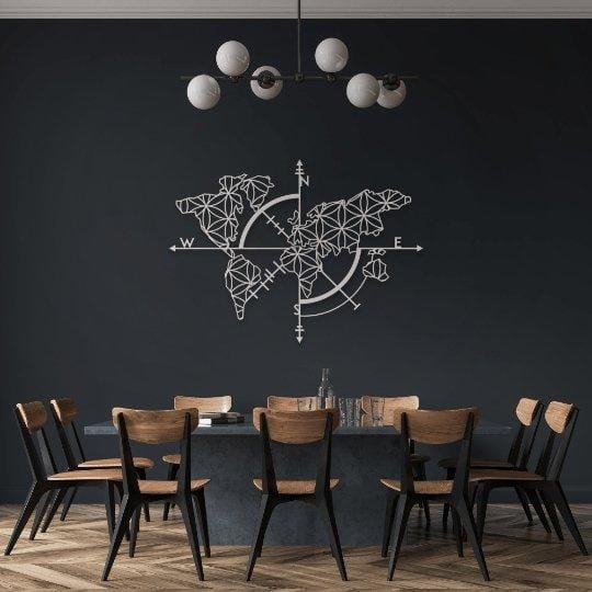 Map of Life ' White - Metal World Map - 101cm x 70cm