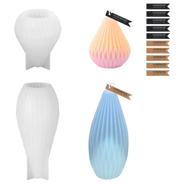 Kerzenform, GuKKK 2 Stück Kerzen Silikonform 3D zum Gießen, Geometrischer Kegel Harz Kerze, Handgemachte Sojawachs Kerzenform, für Handwerk Ornamente, Duftkerze, Handgemachte Seife Silikonharz-Form