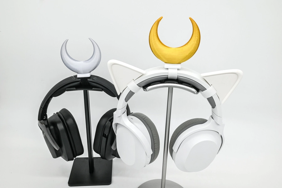 Luna Crown Headset Headphones Attachment, Luna Crescent Moon Cat Cosplay, Ears for Headset, Live Streaming, Gaming Accessories