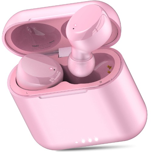 TOZO T6 True Wireless Earbuds Bluetooth 5.3 Headphones Touch Control with Wireless Charging Case IPX8 Waterproof Stereo Earphones in-Ear Built-in Mic Headset Premium Deep Bass Rose Gold(2022 Upgraded) - Rose Gold Small
