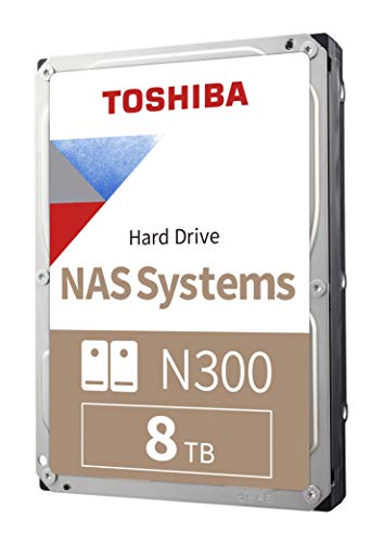 Toshiba N300 8TB NAS 3.5-Inch Internal Hard Drive - CMR SATA 6 GB/s 7200 RPM 256 MB Cache - HDWG480XZSTA - 8 TB - Small or Home Business NAS - Hard Drive