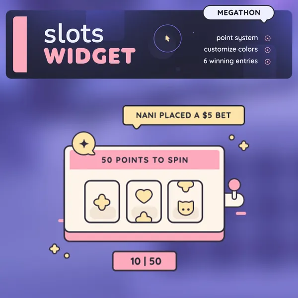 Slots Goal Widget — Megathon Incentive Widget with Alerts & Combined Point System Twitch Streamers Vtubers | Streamelements OBS