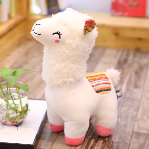 Smiling White Llama Plush Toys - White / 25cm 0.1kg