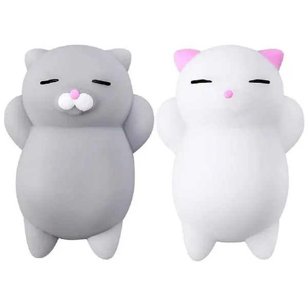 Nutty Toys Squishy Cat Set - 2 Soft Silicone Kawaii Kitties, Top Stress Relief Sensory Gift 2022, Unique Kids & Adults Birthday Idea, Best Teenage Girl, Teen Boy & Tween Easter Basket Stuffer Present