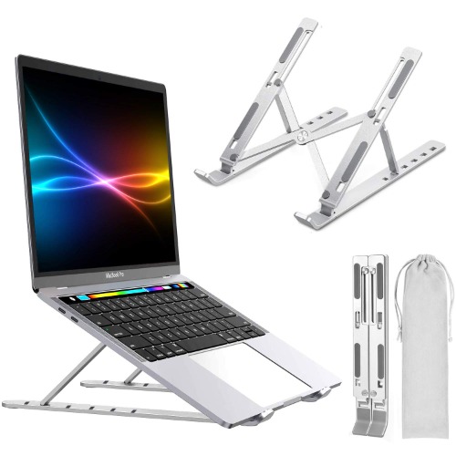 Laptop Stand,Portable Computer Laptop Mount , Aluminum Alloy Foldable Laptop Stand with 6 Levels Height Adjustment Function Compatible MacBook Air Pro, HP More 10-15.6" Laptops & Tablet(Silver)