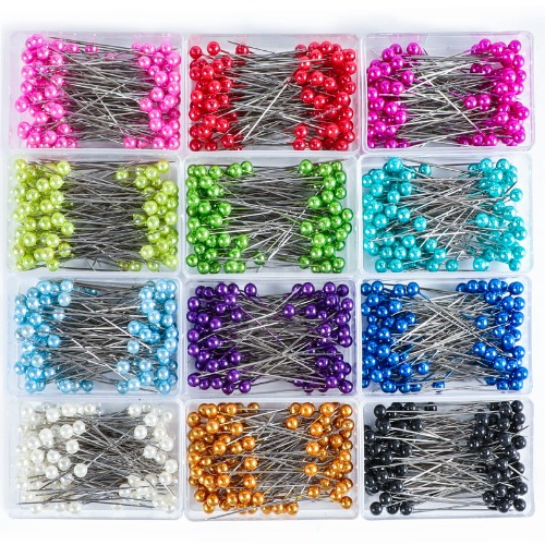 AIEX 1200 Pieces Sewing Pins Multicolor Head Pins Straight for Dressmaker Jewelry Decoration Sewing Projects(1.57inch) - 