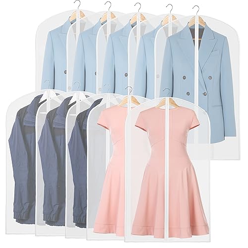SimpleHouseware 40-Inch Translucent Garment Bags with Zipper for Suits, Dresses, Costumes, Uniforms, 10 Pack - 10 Pack - 40"