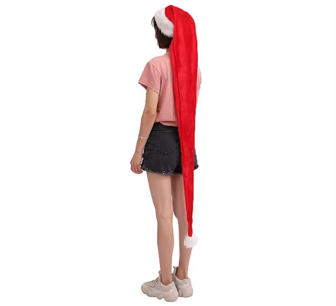 Adults Teens Christmas Santa Claus Hat 5 Feet Long Holiday Dressup Party Hat Red - 