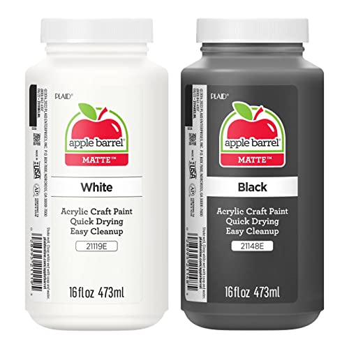 Apple Barrel PROMOABWB Set Featuring 2 16 fl oz White Black Acrylic Paint Colors, (Pack of 2), Multi