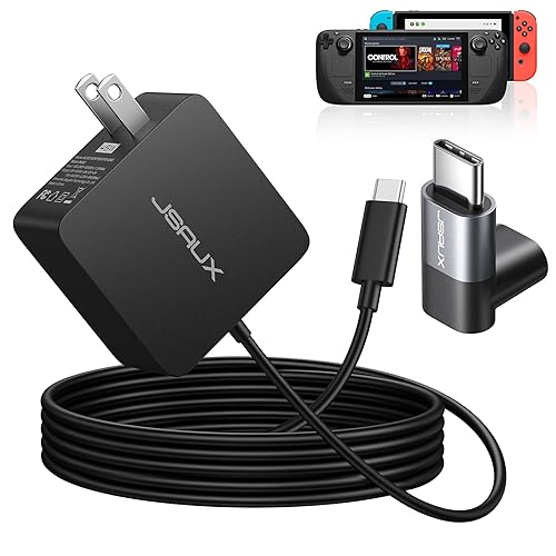 45W USB-C Wall Charger, JSAUX Steam Deck Charger with 5FT Cable Type C PD 3.0 Fast Charger USB C Power Adapter for Steam Deck, MacBook Pro, iPad,Google Pixel,Samsung Note 20/S20 and More USB C Devices - 5FT