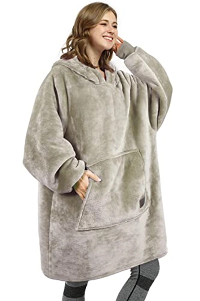 Catalonia Oversized Blanket Hoodie Sweatshirt, Wearable Sherpa Lounging Pullover for Adults Women Men