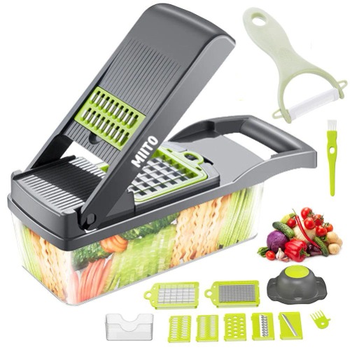 Vegetable Chopper, Multi-Blade Chopper with Large Container Multi Food Chopper Onion Cheese Fruit Chopper Dicer Cutter