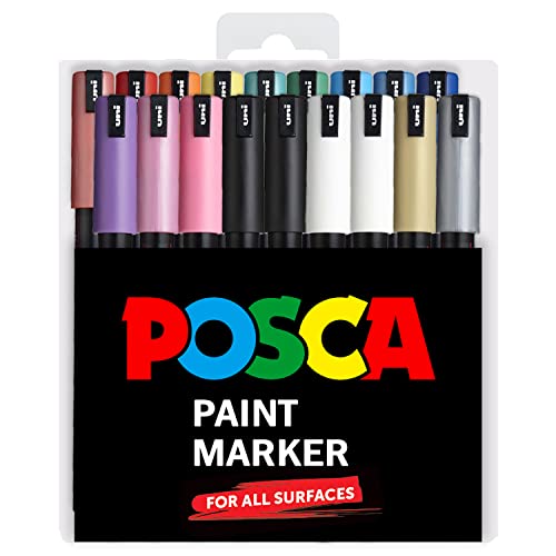 Posca PC-1MR 18 Pen Set - In Limited Edition Plastic Wallet - Extra Black and White by posca