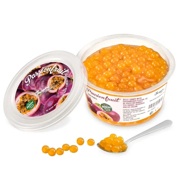 Original Popping Boba Fruchtperlen für Bubble Tea - 450g - Maracuja - Ohne künstliche Farbstoffe, echte Fruchtsäfte - Weniger Zucker - 100% Vegan und Glutenfrei