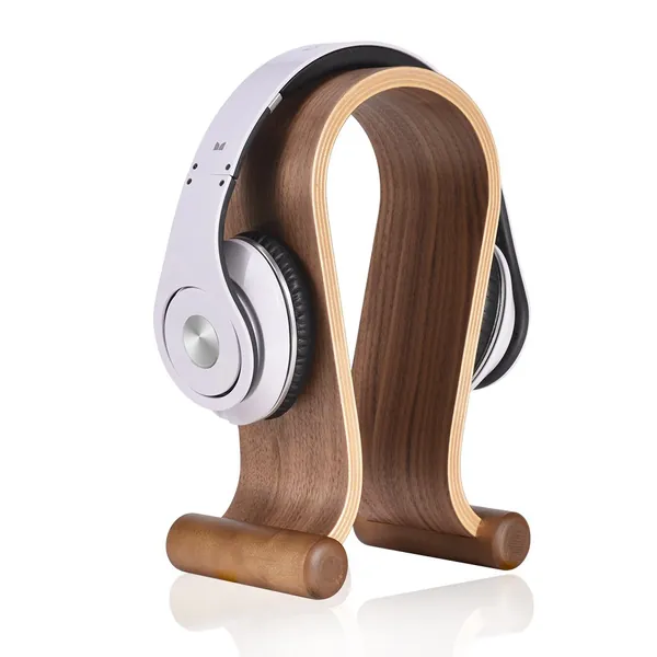 SAMDI Wooden Headphone Stand Universal/Headphone Holder Gaming Headset Holder - On Ear Headphone Stand (Schwarze Walnuss)