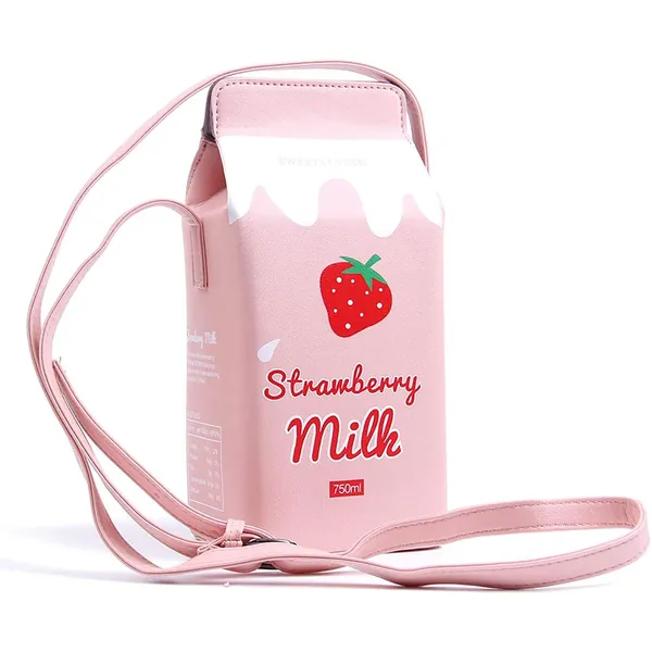 Haplws Milk Box Strawberry Umhängetasche Pen Box Milchkarton-Design Cross Body Purse Bag