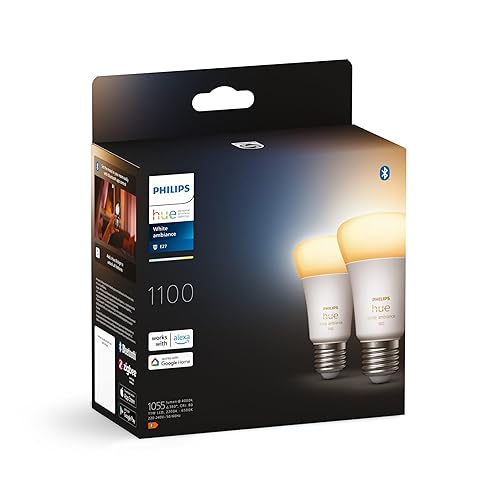 Philips Hue White Ambiance, ampoule LED connectée E27 équivalent 75W, compatible Bluetooth, pack de 2 - 1100 Lumen - x2 - Unique