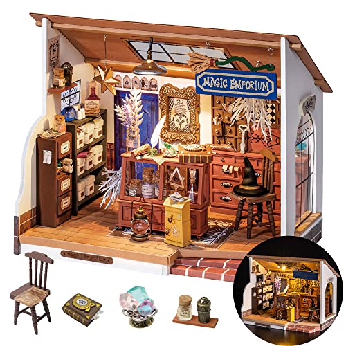 Rolife DIY Miniature House Kit Magic House, Tiny House Kit for Adult to Build, Mini House Making Kit with Furniture, Halloween/Christmas Decorations/Gifts for Family and Friends(Kiki's Magic Emporium) - DG - Kiki's Magic Emporium