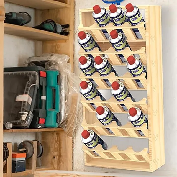 yeshine 24-can Spray Paint Can Storage Rack, Wooden Spray Paint and Lube Can Organization Storage Rack, Craft Workroom Paint Bottle Organizer Aerosol Can Rack Wall Mount Spray Can Holder