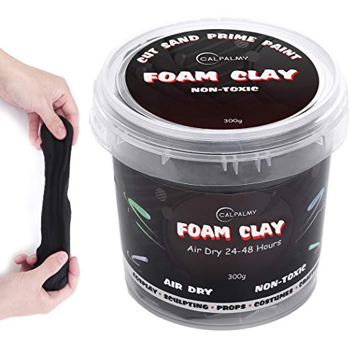 Moldable Cosplay Foam Clay (Black) – High Density and Hiqh Quality for Intricate Designs | Air Dries to Perfection for Cutting with a Knife or Rotary Tool, Sanding or Shaping - 300g - Black