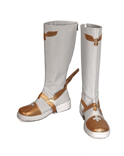 Fate Rider of Black Astolfo White Gold Long Halloween Cosplay Shoes Boots S008 - Male US 11.5/EU45.5