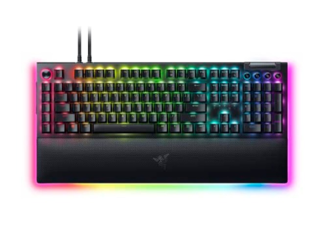 Razer BlackWidow V4 Pro Wired Mechanical Gaming Keyboard: Yellow Mechanical Switches - Linear & Silent - Doubleshot ABS Keycaps - Command Dial - Programmable Macros - Chroma RGB - Magnetic Wrist Rest - Yellow Switches - Linear & Silent