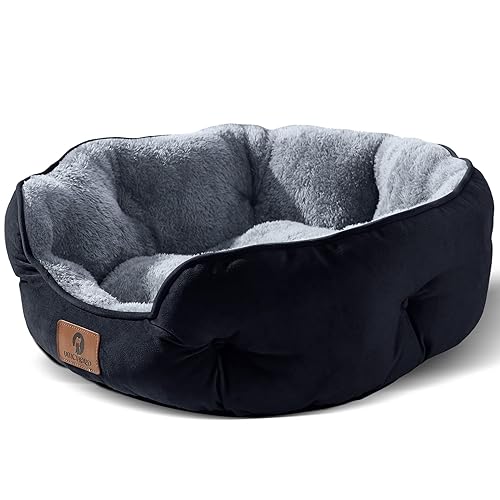 Asvin Medium Dog Bed for Medium Dogs, Large Cat Beds for Indoor Cats, Pet Bed for Puppy and Kitty, Extra Soft & Machine Washable with Anti-Slip & Water-Resistant Oxford Bottom, Black, 25 inches - Medium (Pack of 1) - Black
