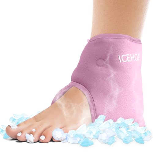 ICEHOF Kühlpads Fußgelenk - Fersensporn Kühl-bandage Knöchel - Sprunggelenkbandage Kühlkompresse Fußknöchel Achillessehne Entzündung Rheuma Knöchelschmerzen Fußgelenkbandage Knöchelbandage - 1x Rosa