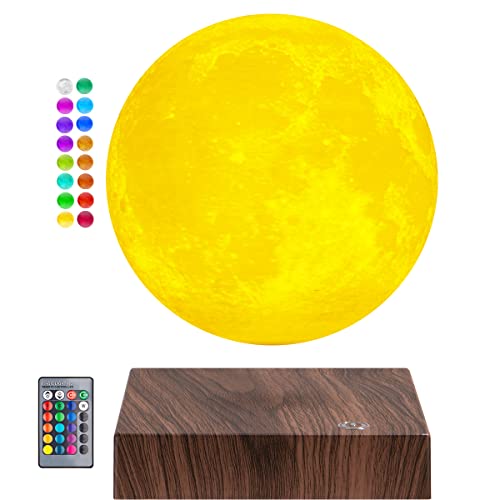 DIDWI Magnetisch schwebende Mondlicht Lampe, schwebende und drehende 3D-Druck-Mondlicht Lampe, LED-Mondnachtlichter für Heimdekoration, einzigartige Geschenke (16 Farben) - 16 Farben Mond