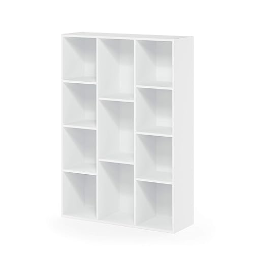 Furinno Luder Bookcase/Book/Storage, 11-Cube, White - White - 11-Cube - Bookcase